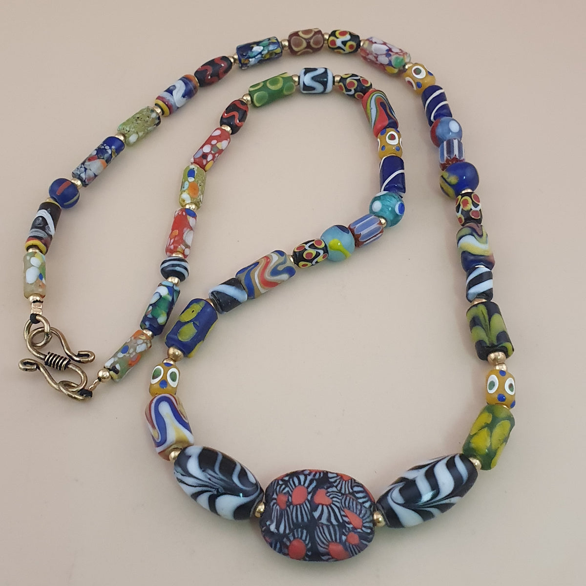 Vintage Venetian Style Mix Glass Beads Necklace