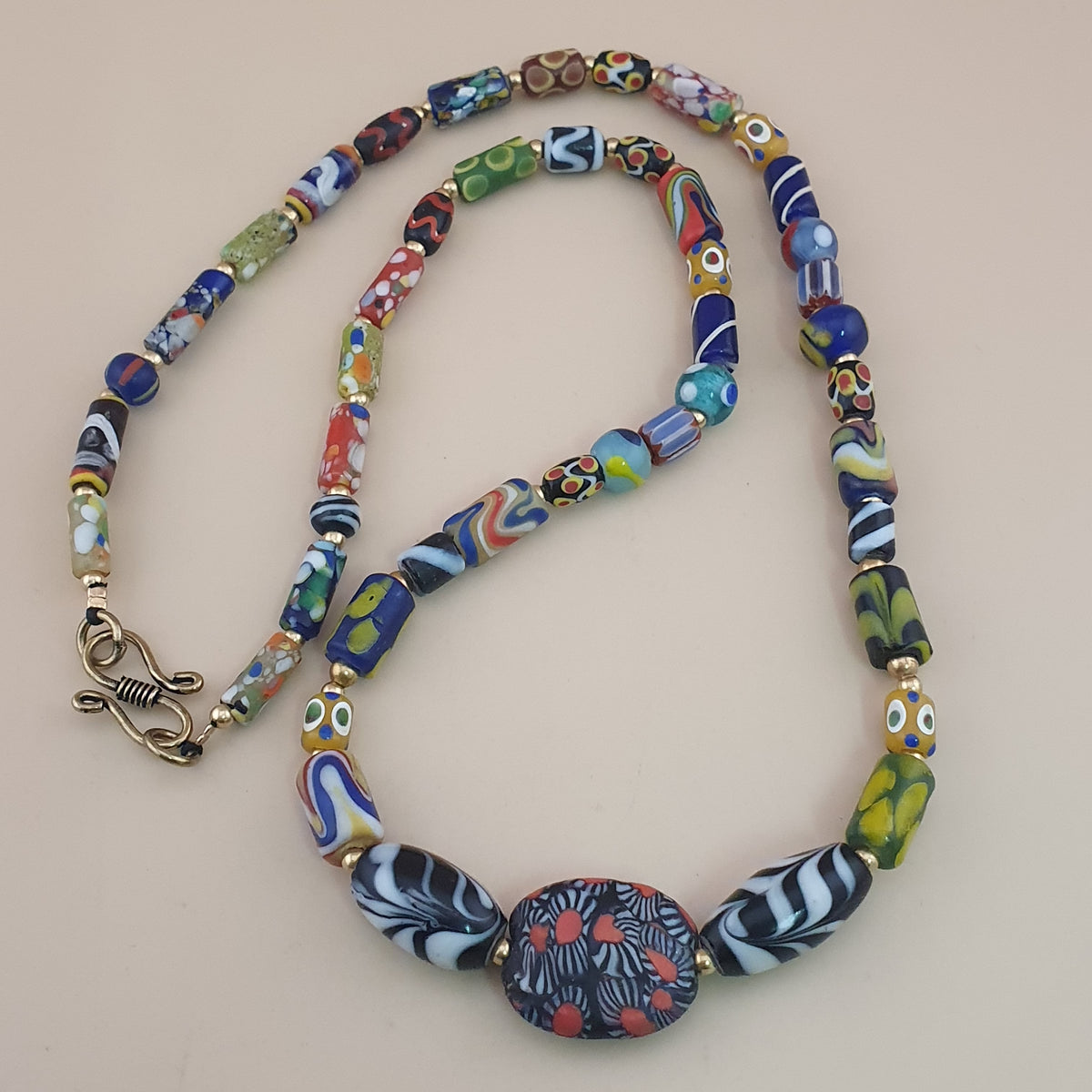 Vintage Venetian Style Mix Glass Beads Necklace