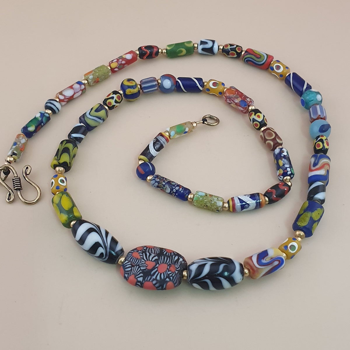 Vintage Venetian Style Mix Glass Beads Necklace