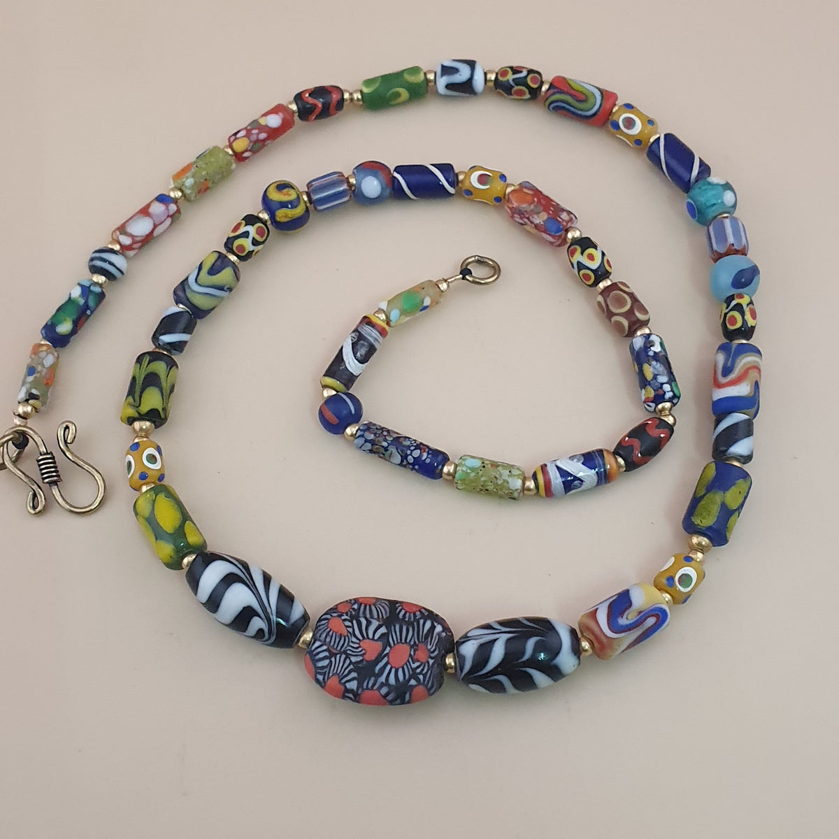 Vintage Venetian Style Mix Glass Beads Necklace