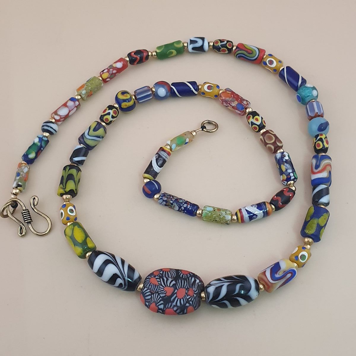 Vintage Venetian Style Mix Glass Beads Necklace
