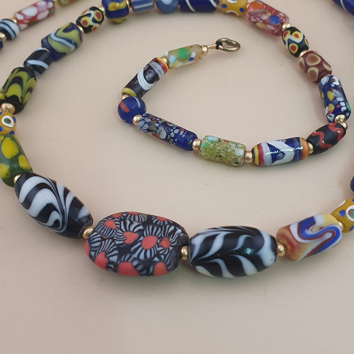 Vintage Venetian Style Mix Glass Beads Necklace