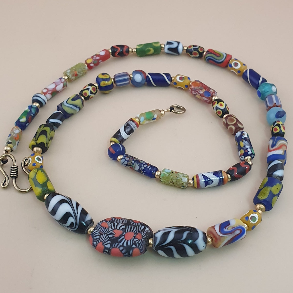 Vintage Venetian Style Mix Glass Beads Necklace
