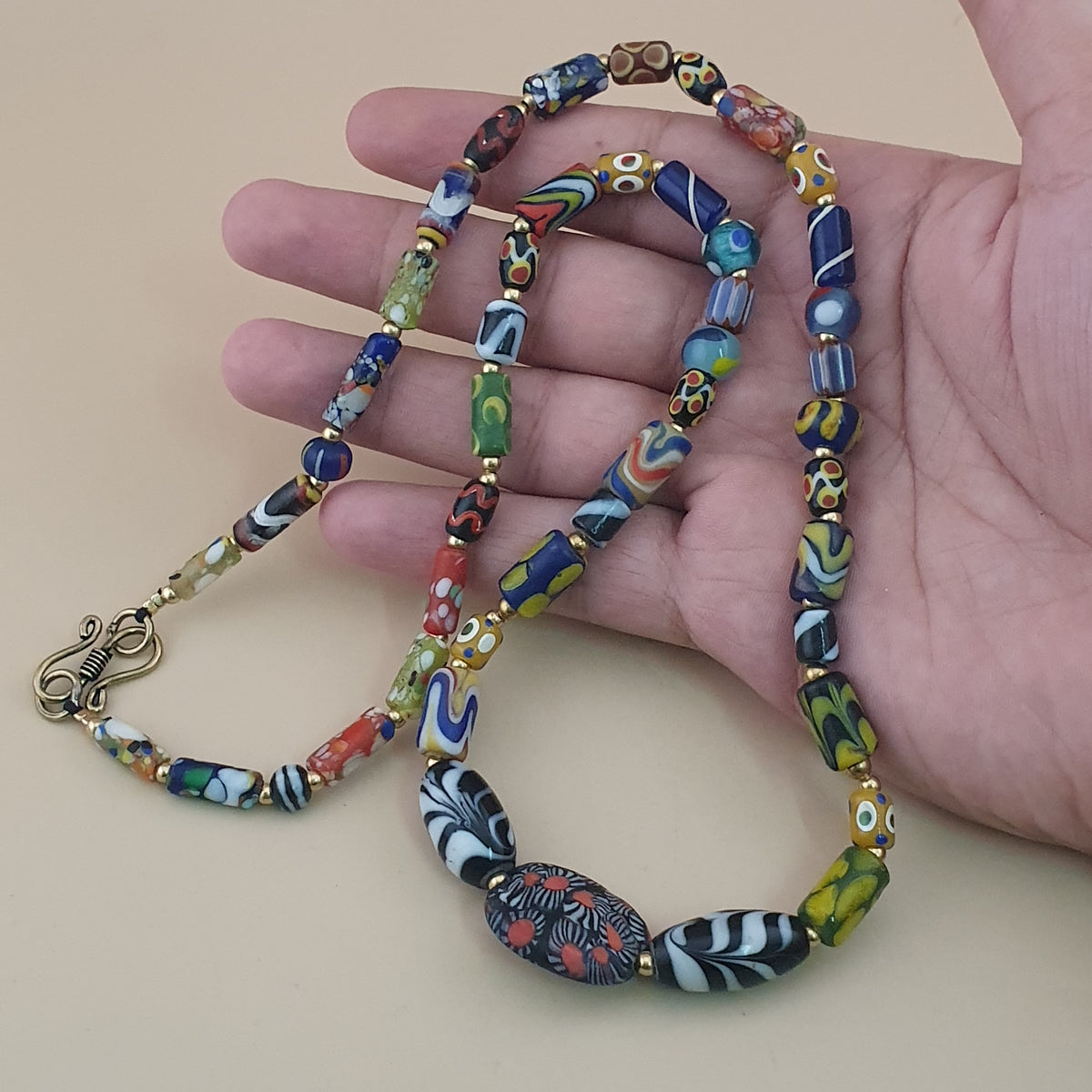 Vintage Venetian Style Mix Glass Beads Necklace