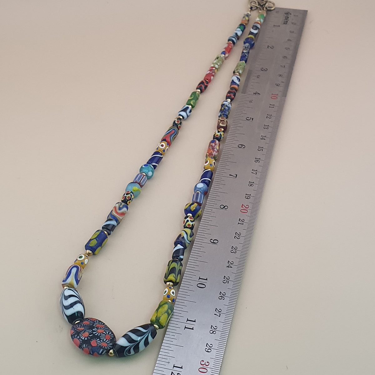 Vintage Venetian Style Mix Glass Beads Necklace