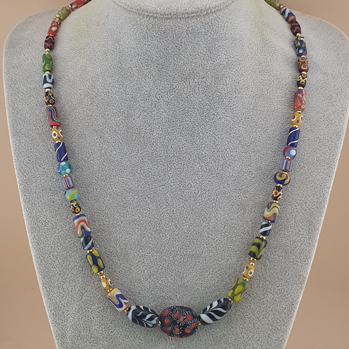 Vintage Venetian Style Mix Glass Beads Necklace