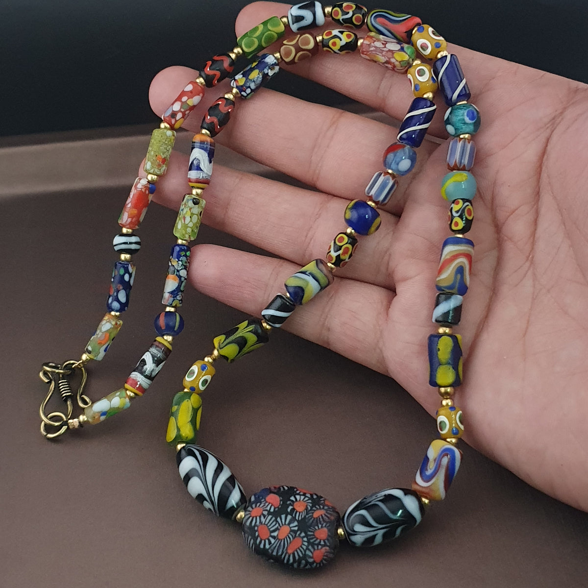 Vintage Venetian Style Mix Glass Beads Necklace