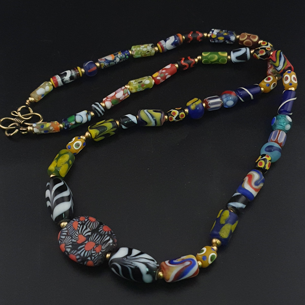 Vintage Venetian Style Mix Glass Beads Necklace