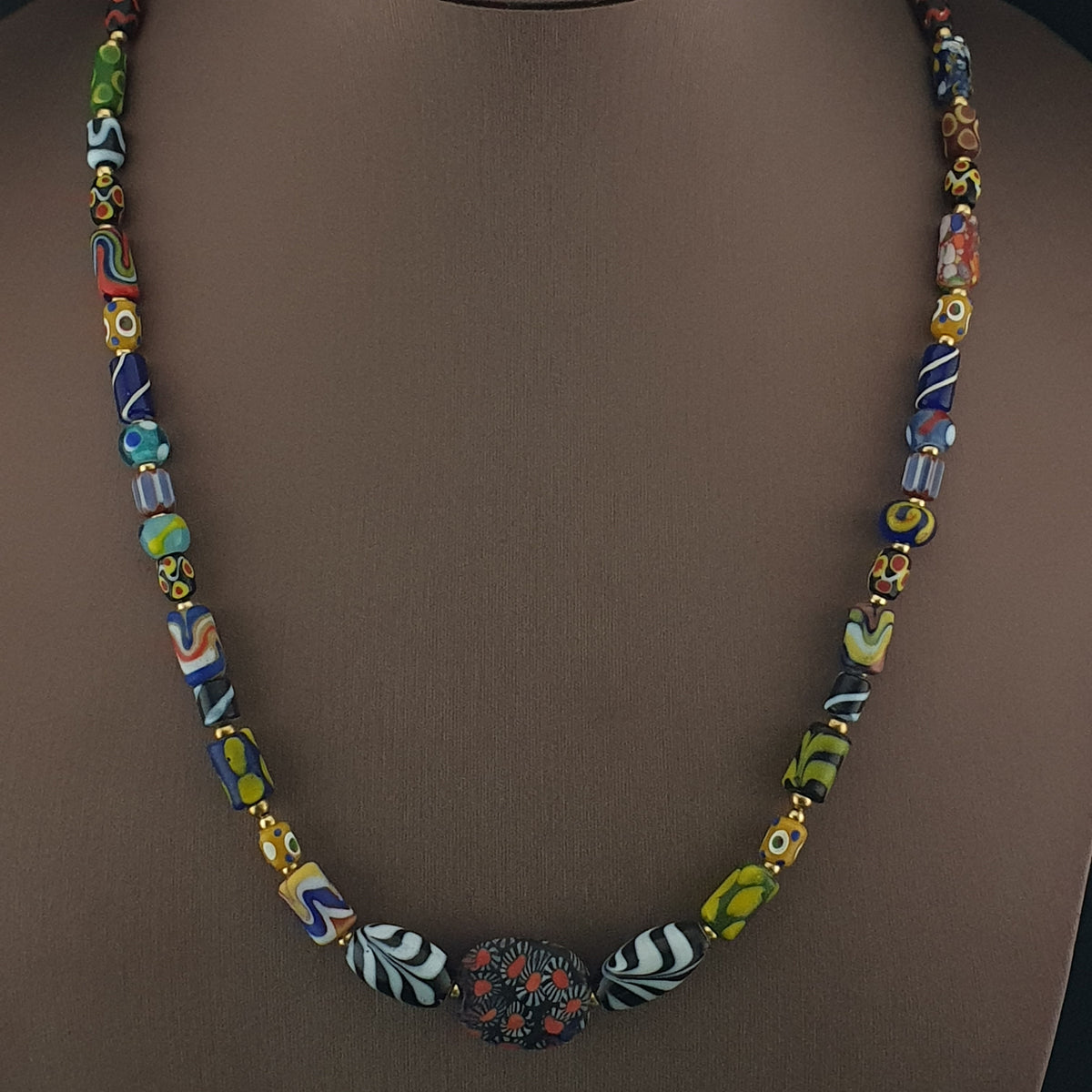 Vintage Venetian Style Mix Glass Beads Necklace