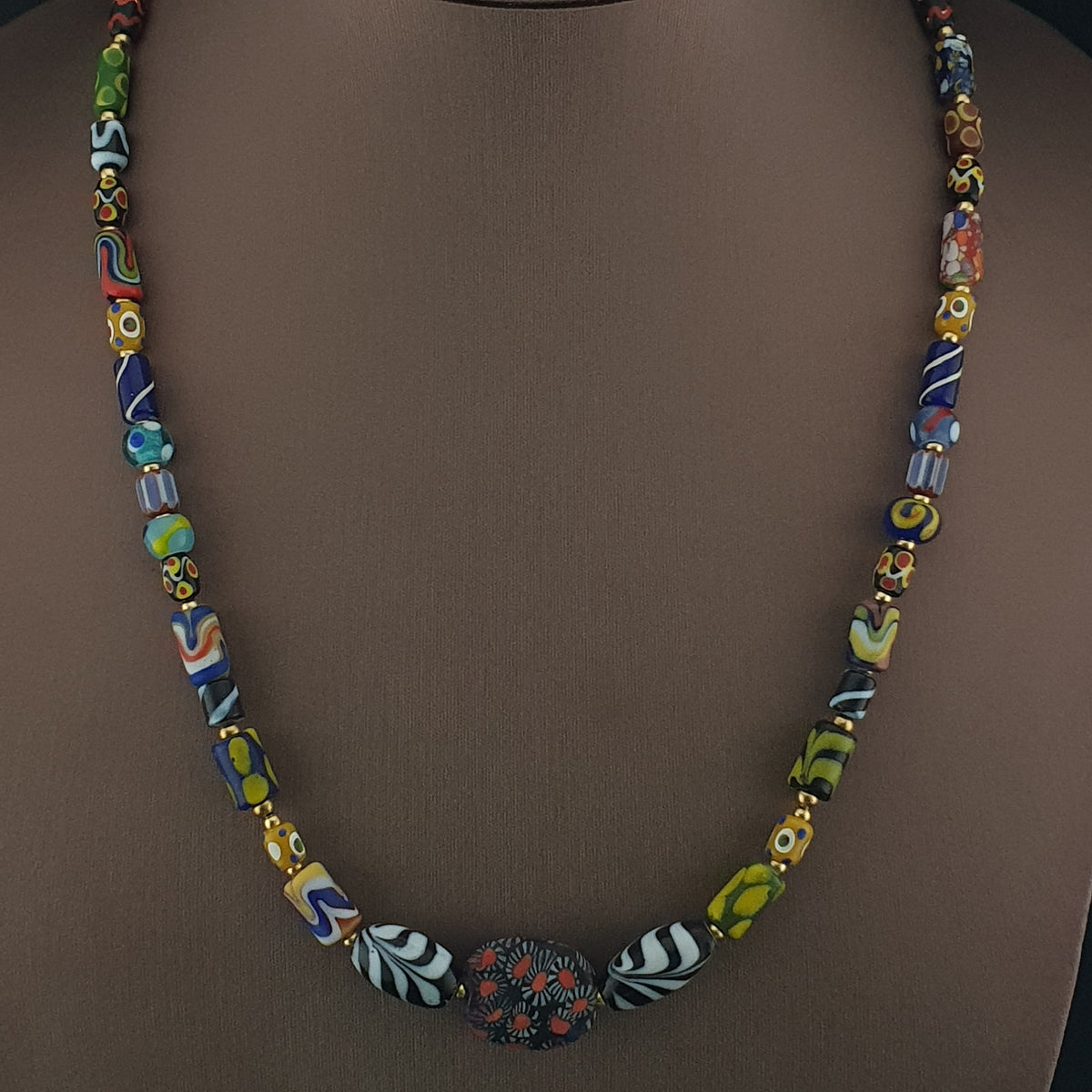 Vintage Venetian Style Mix Glass Beads Necklace