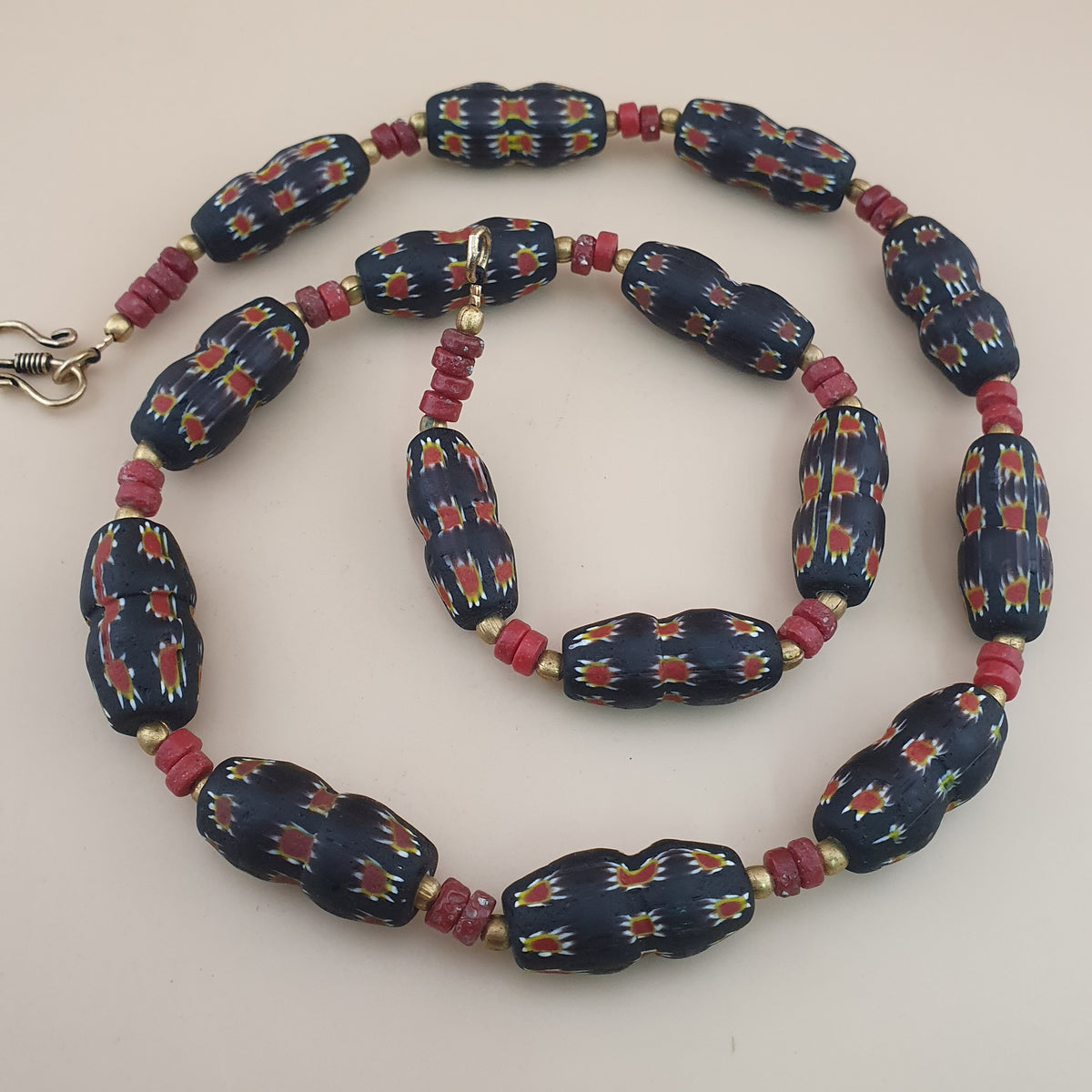 Vintage Venetian Gabri Style Floral Glass Beads Necklace