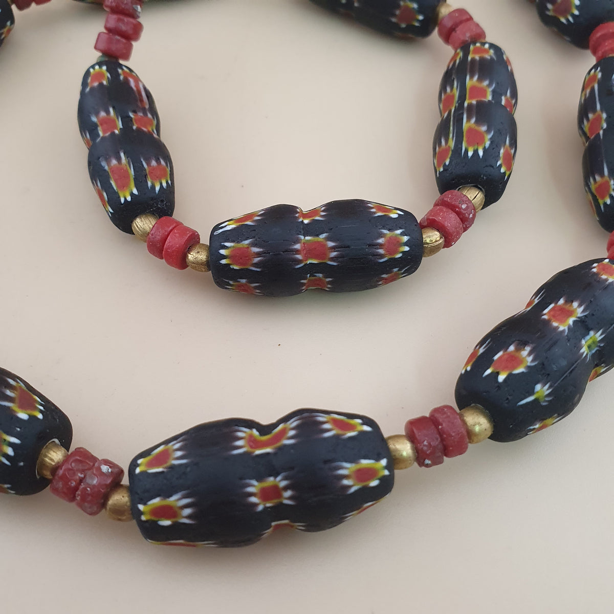 Vintage Venetian Gabri Style Floral Glass Beads Necklace