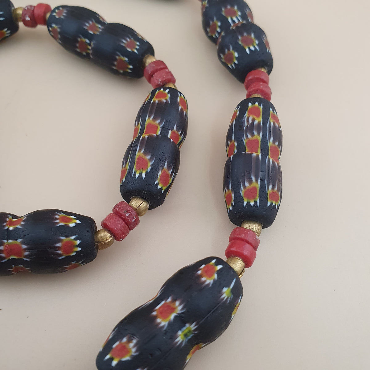 Vintage Venetian Gabri Style Floral Glass Beads Necklace