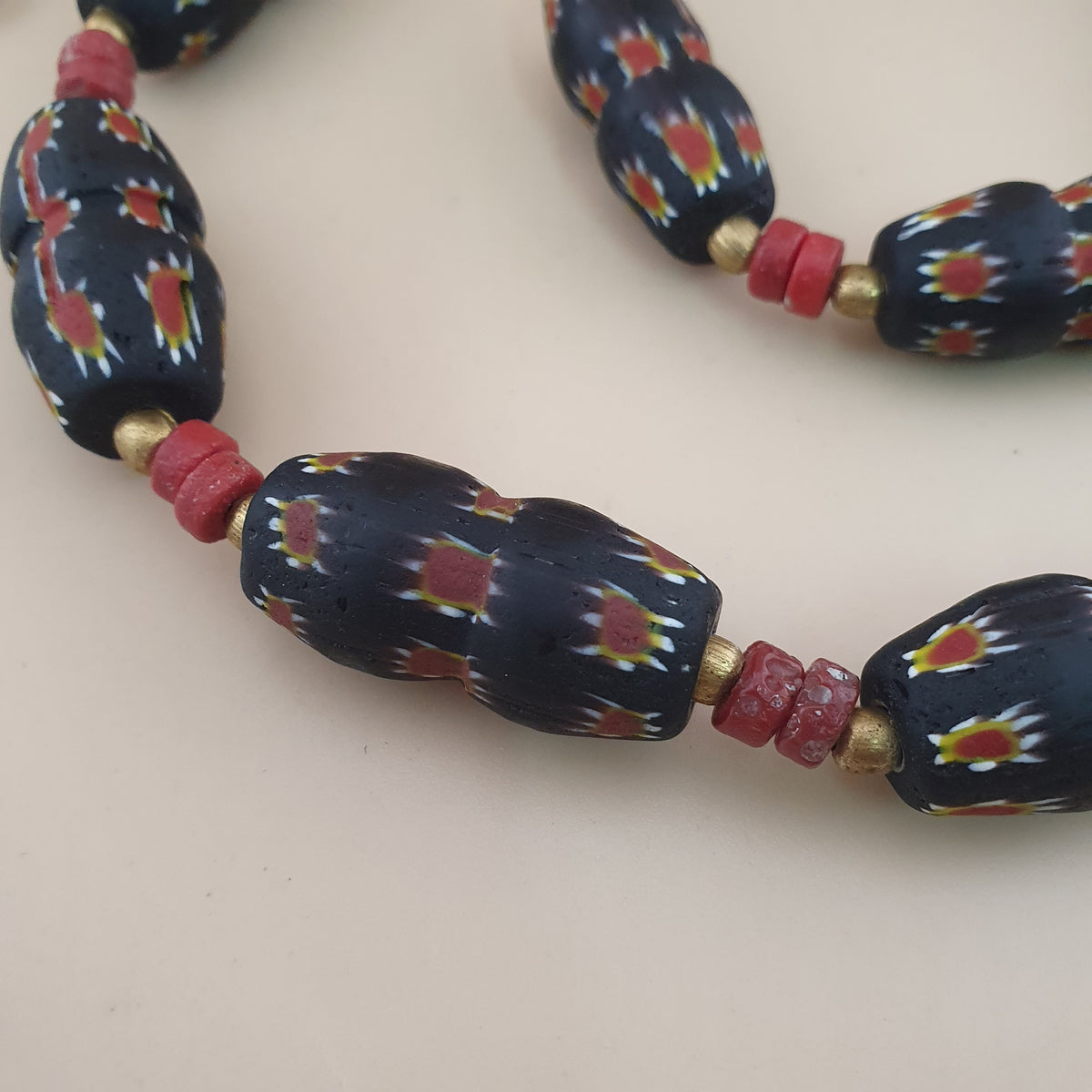 Vintage Venetian Gabri Style Floral Glass Beads Necklace