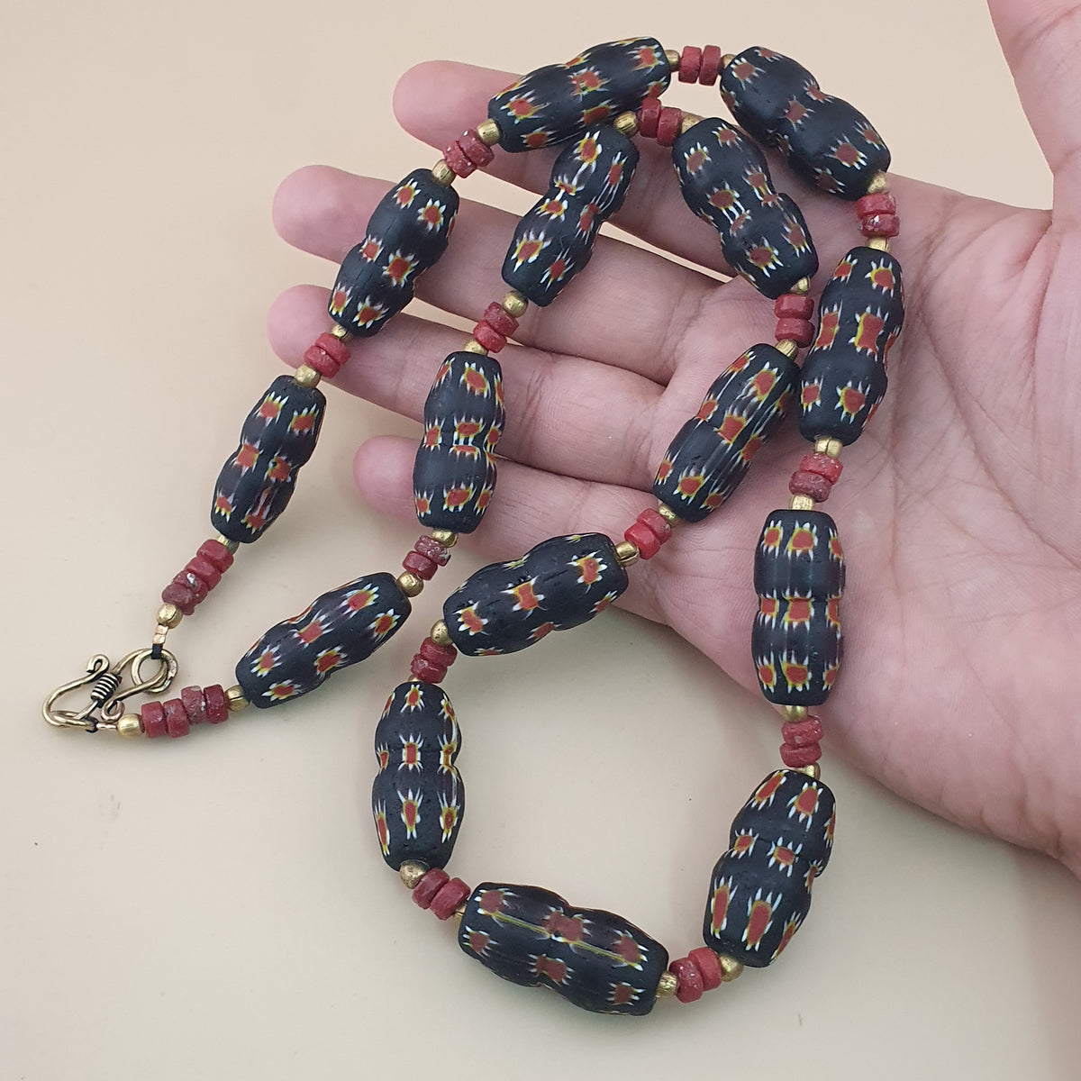Vintage Venetian Gabri Style Floral Glass Beads Necklace