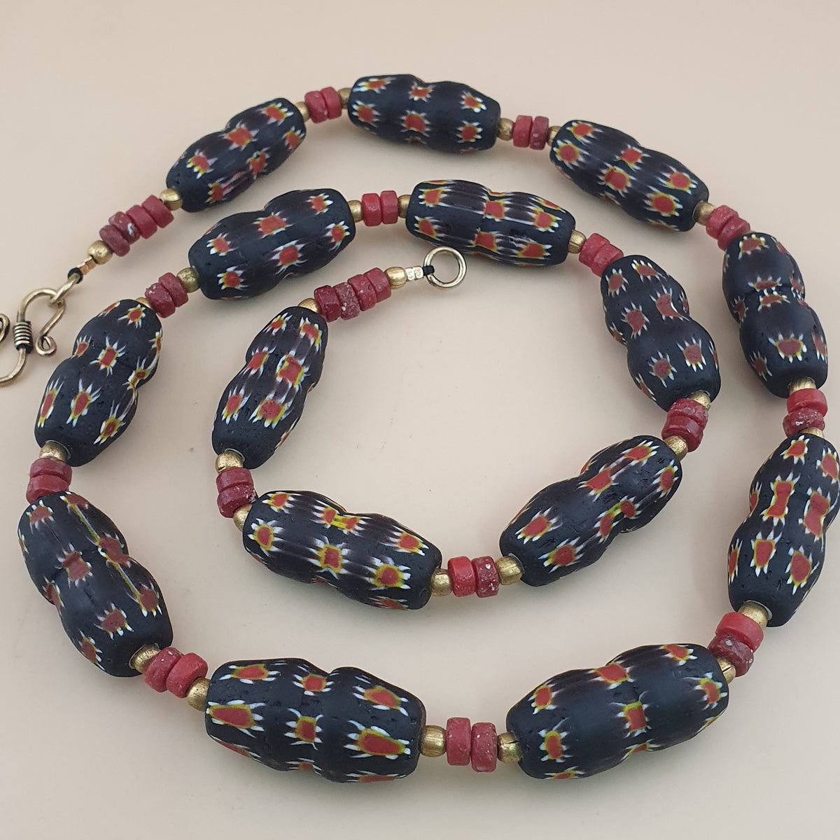 Vintage Venetian Gabri Style Floral Glass Beads Necklace