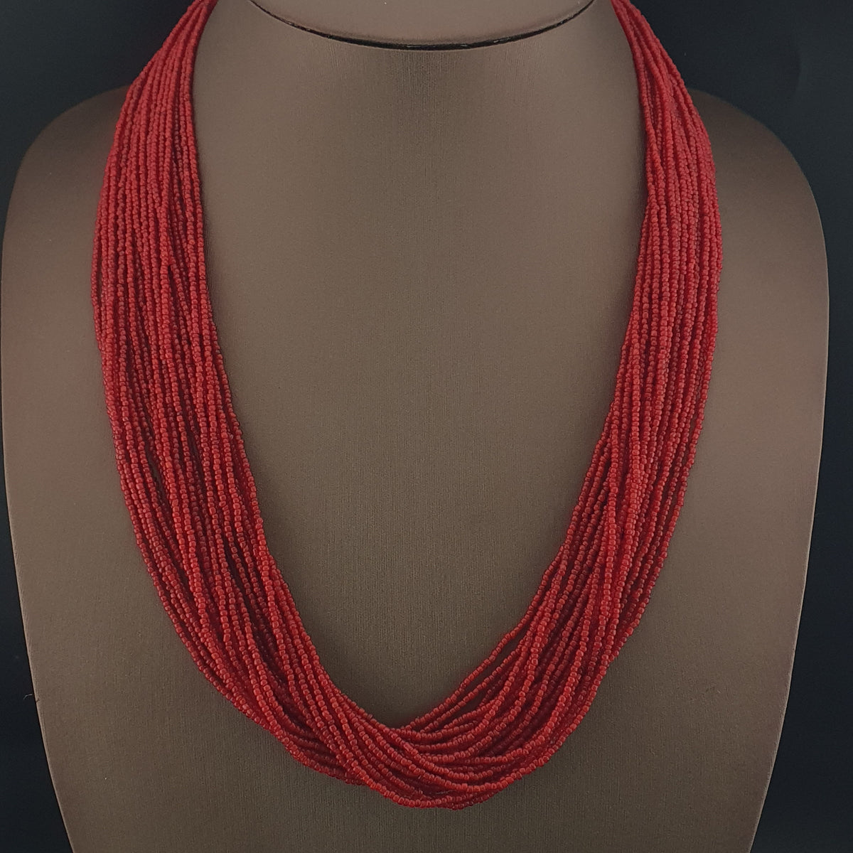 Antique Venetian Style 2-2.5mm Whiteheart Glass MultiStrand 20-21 Strands