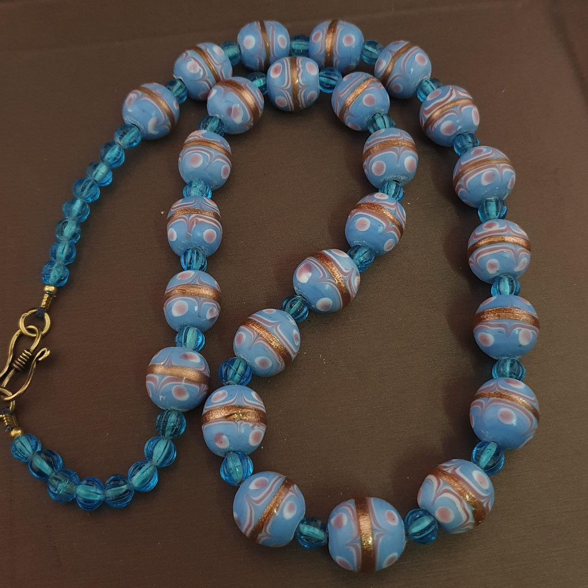Collier de perles de verre aventurine, style vénitien vintage, pour gâteau de mariage