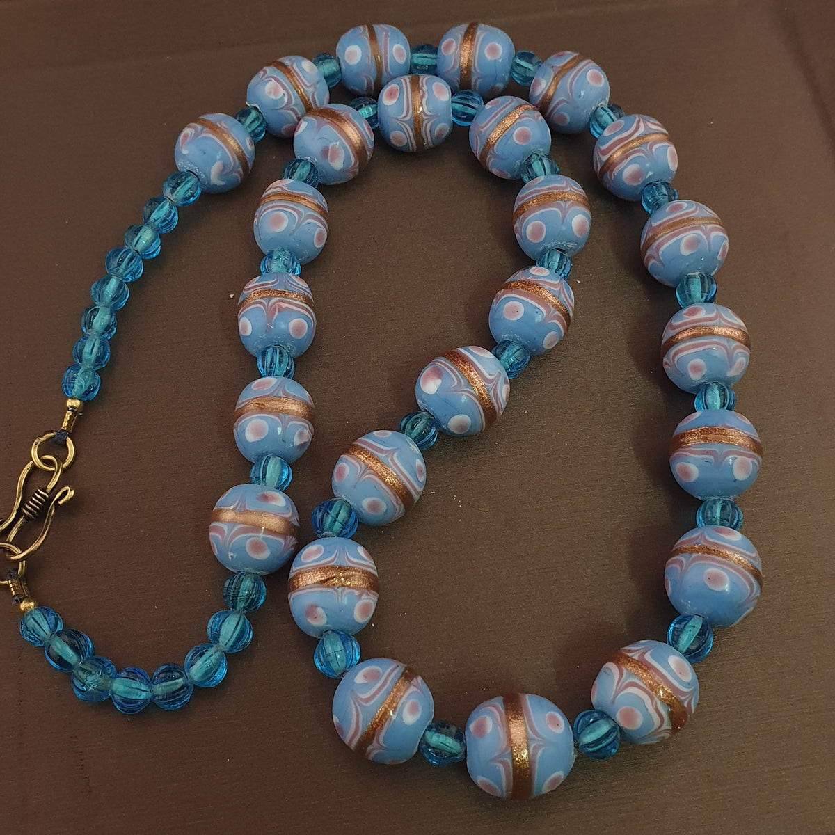 Collier de perles de verre aventurine, style vénitien vintage, pour gâteau de mariage