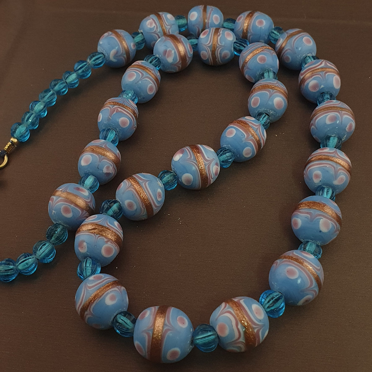 Collier de perles de verre aventurine, style vénitien vintage, pour gâteau de mariage