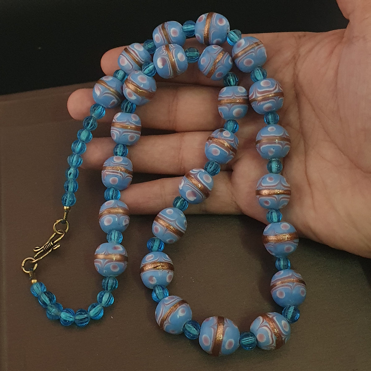 Collier de perles de verre aventurine, style vénitien vintage, pour gâteau de mariage