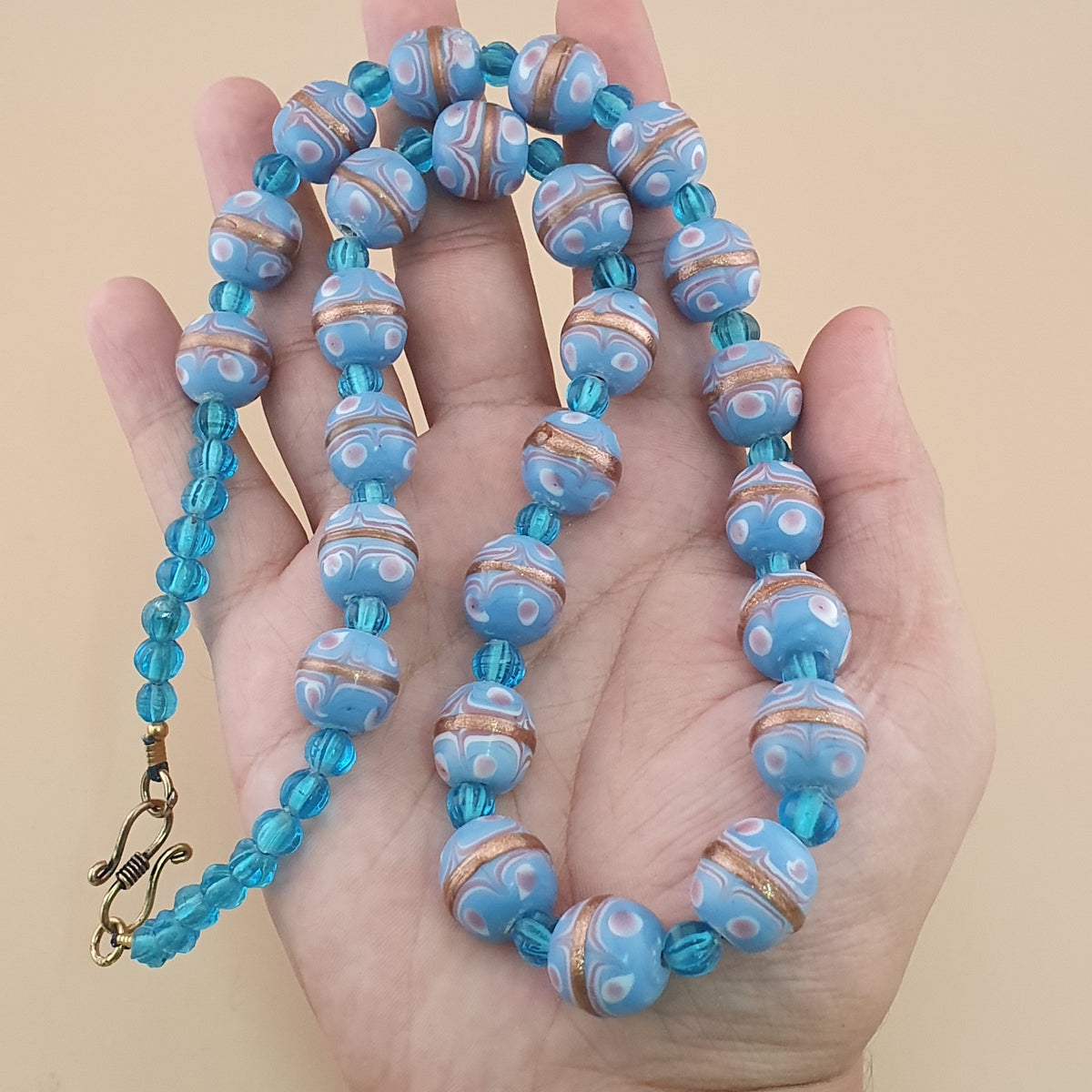 Collier de perles de verre aventurine, style vénitien vintage, pour gâteau de mariage