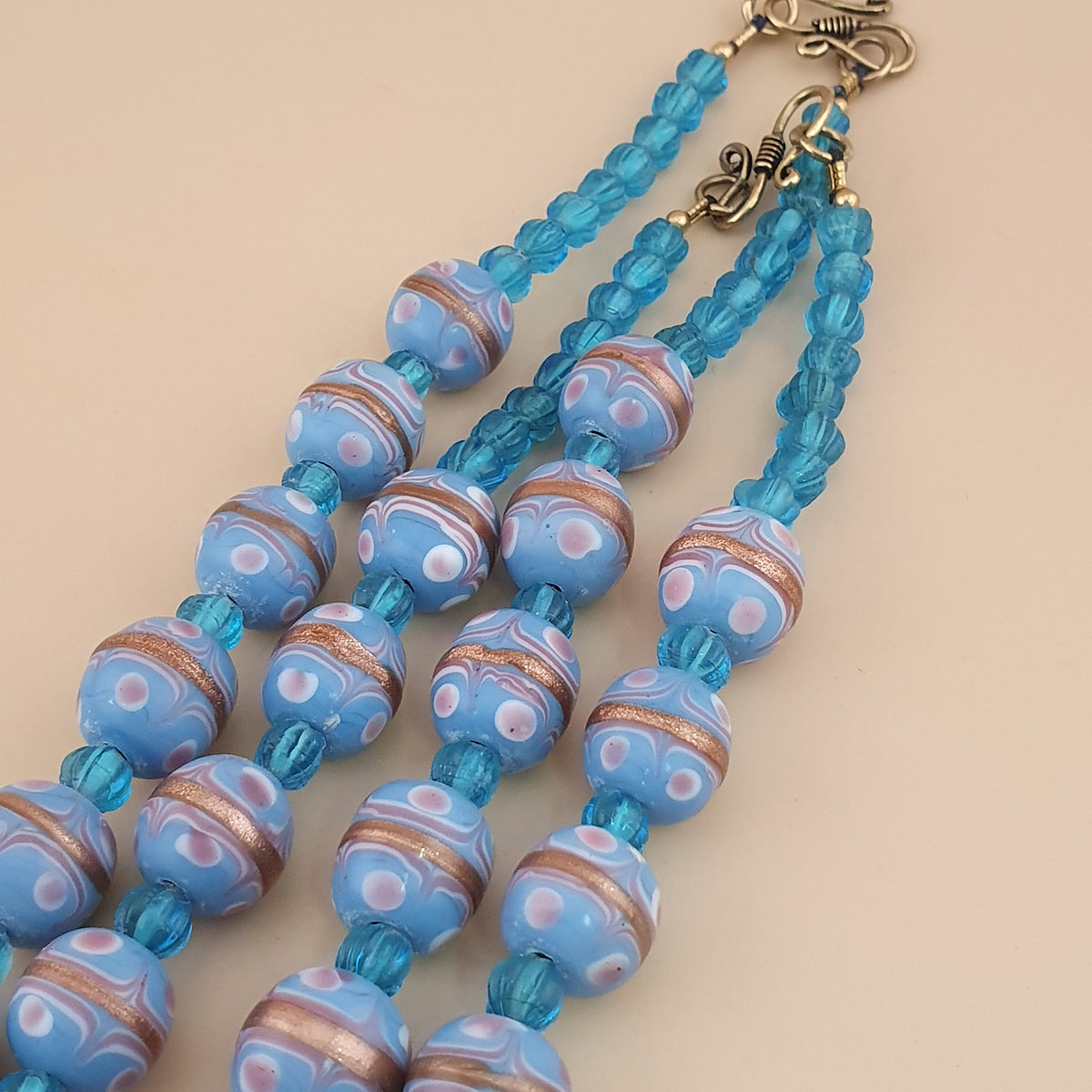Collier de perles de verre aventurine, style vénitien vintage, pour gâteau de mariage