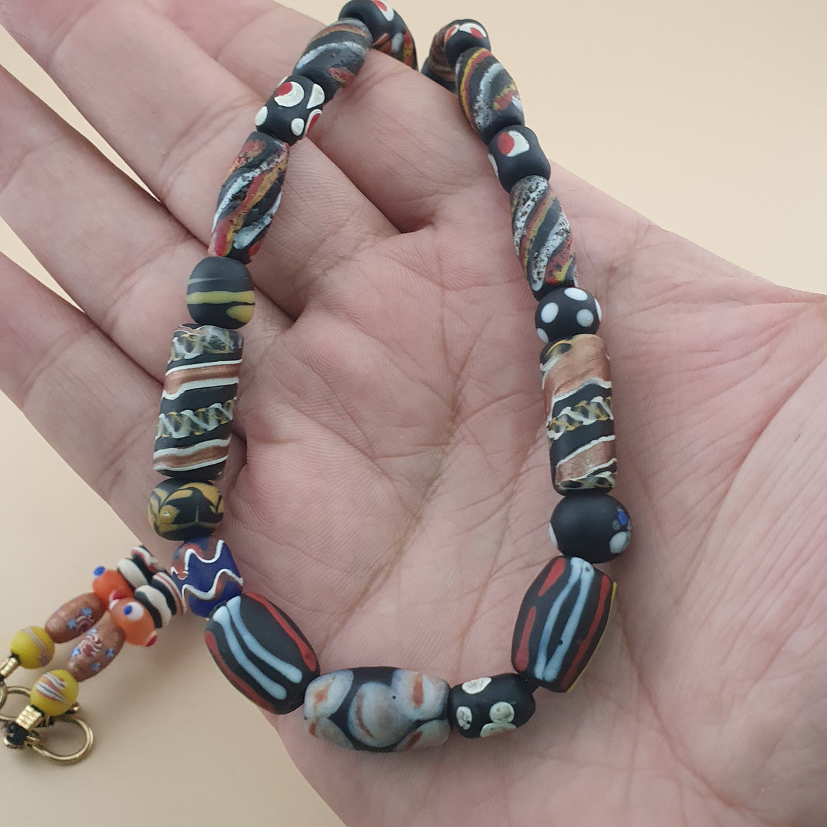 VIntage Antique Venetian Style Mix Glass Beaded Necklace