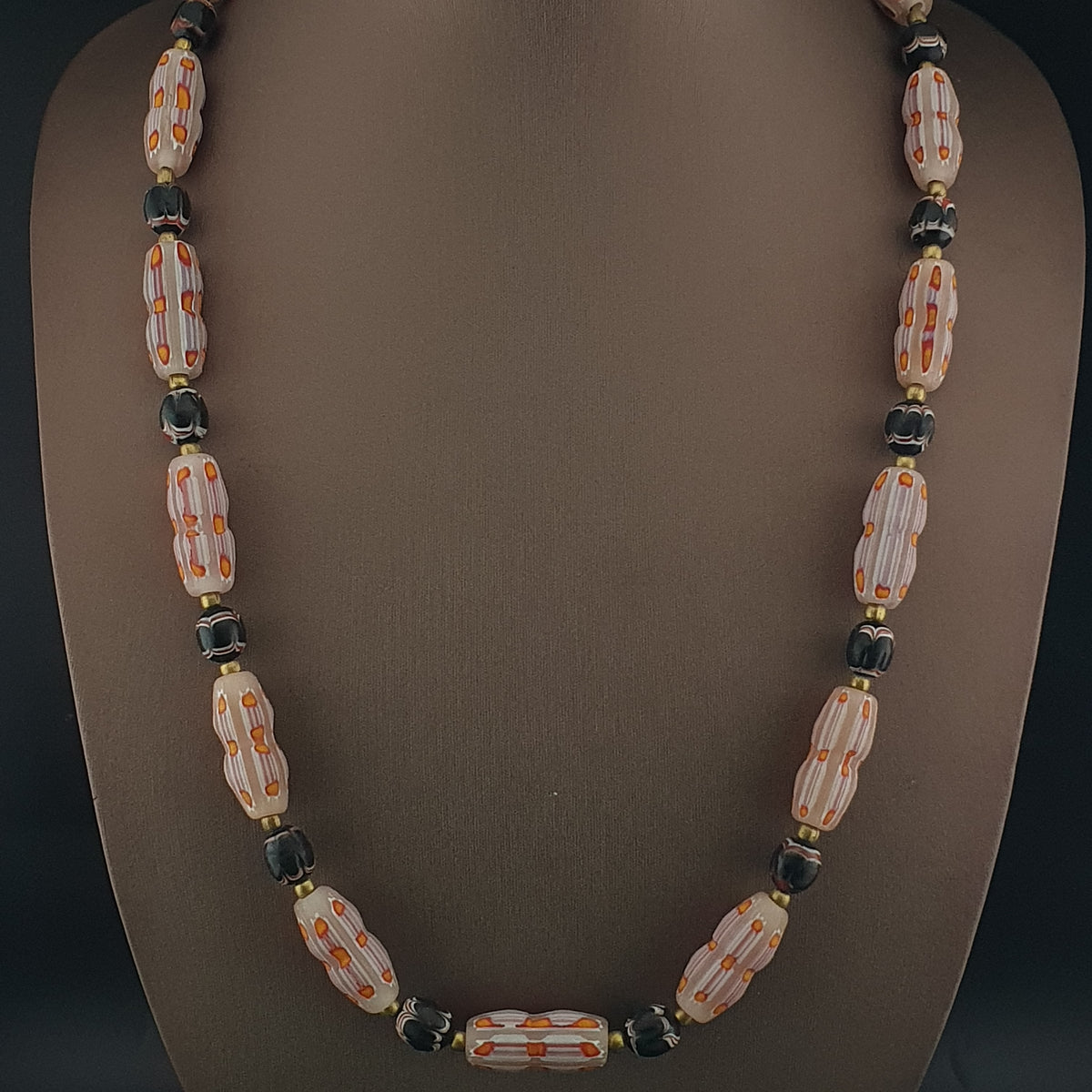 Vintage Venetian Style Floral & Trade Glass Beads Necklace