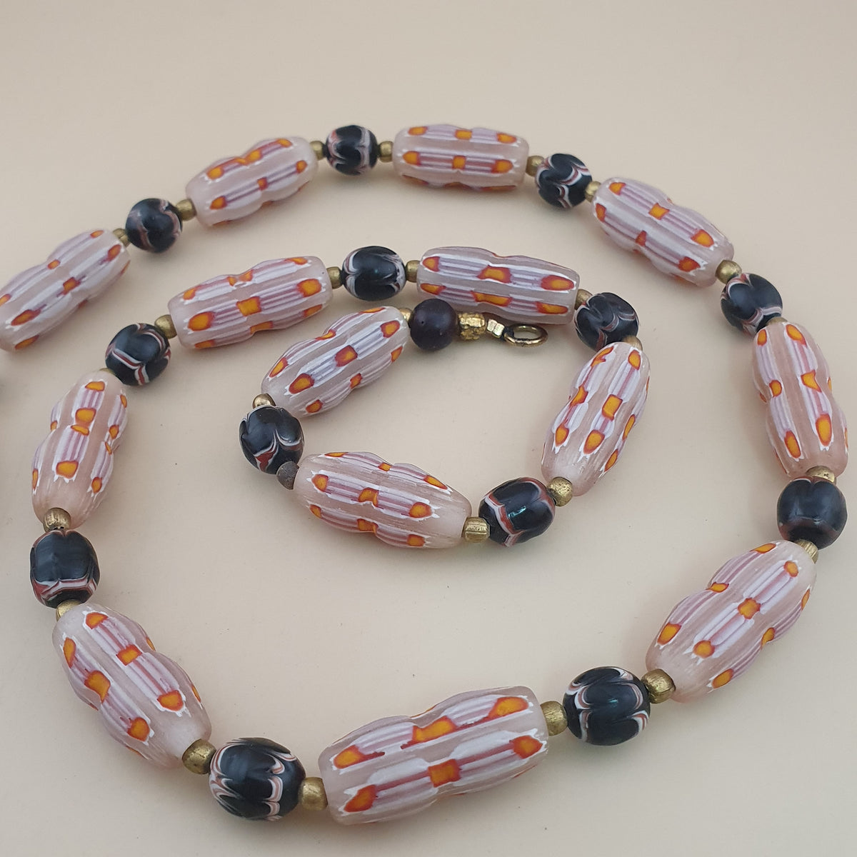 Vintage Venetian Style Floral & Trade Glass Beads Necklace