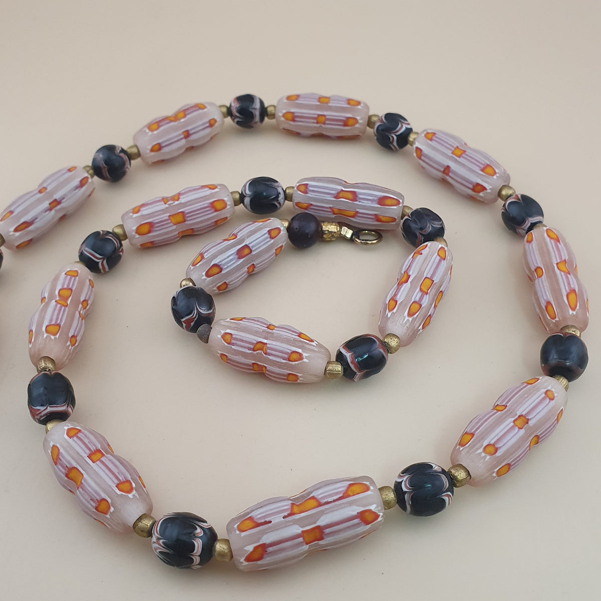 Vintage Venetian Style Floral & Trade Glass Beads Necklace