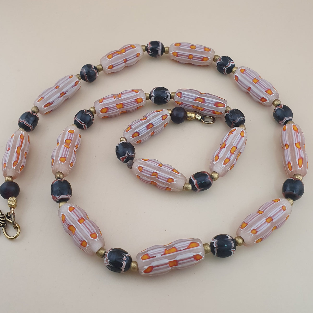Vintage Venetian Style Floral & Trade Glass Beads Necklace