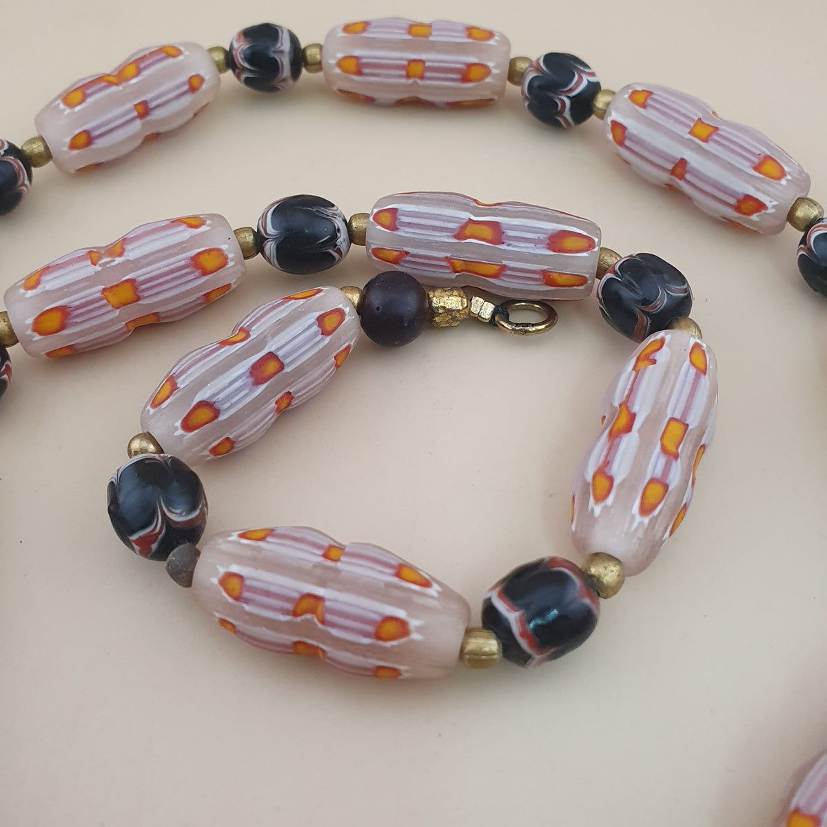 Vintage Venetian Style Floral & Trade Glass Beads Necklace