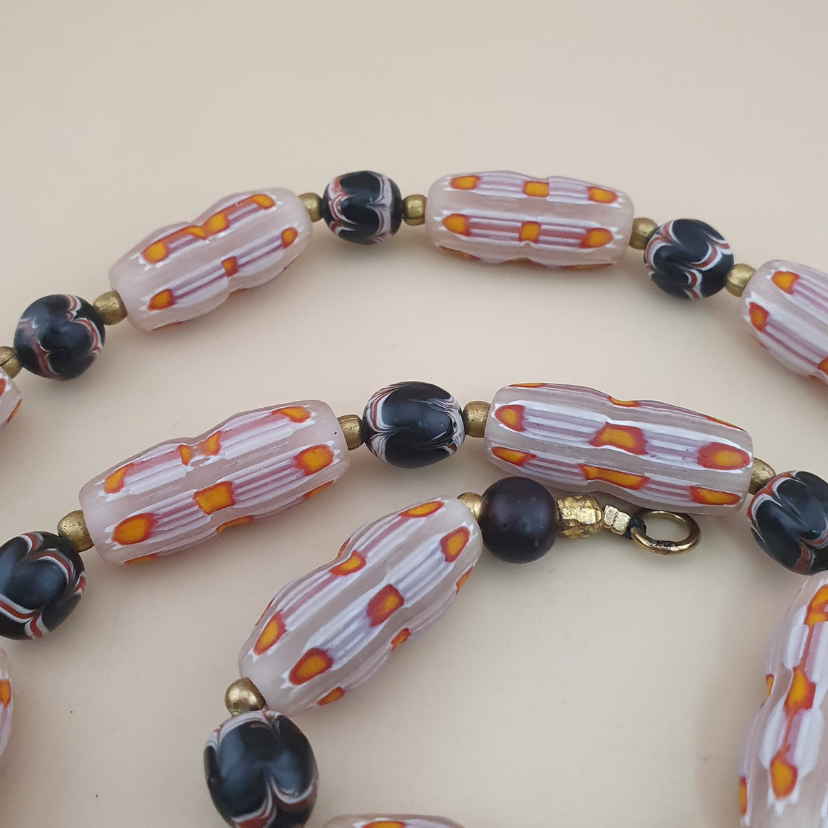 Vintage Venetian Style Floral & Trade Glass Beads Necklace
