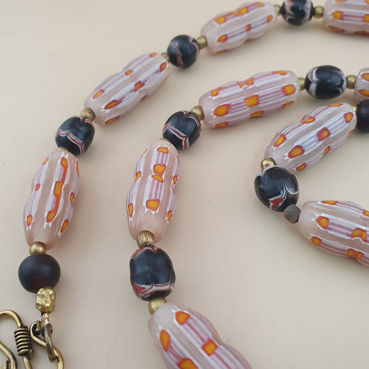 Vintage Venetian Style Floral & Trade Glass Beads Necklace