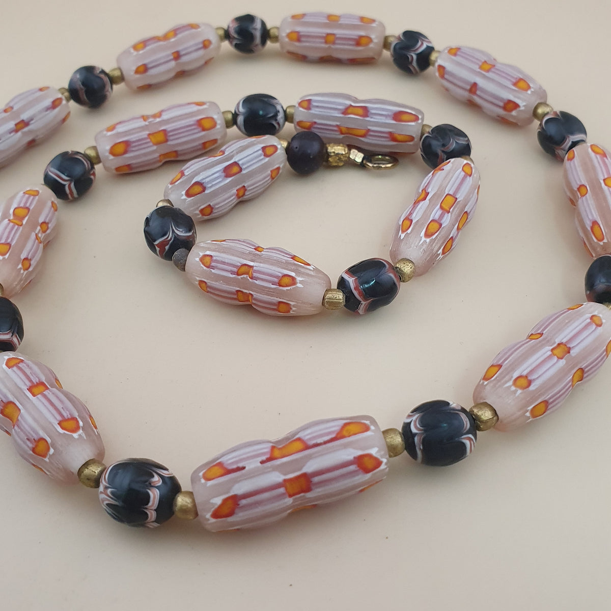 Vintage Venetian Style Floral & Trade Glass Beads Necklace