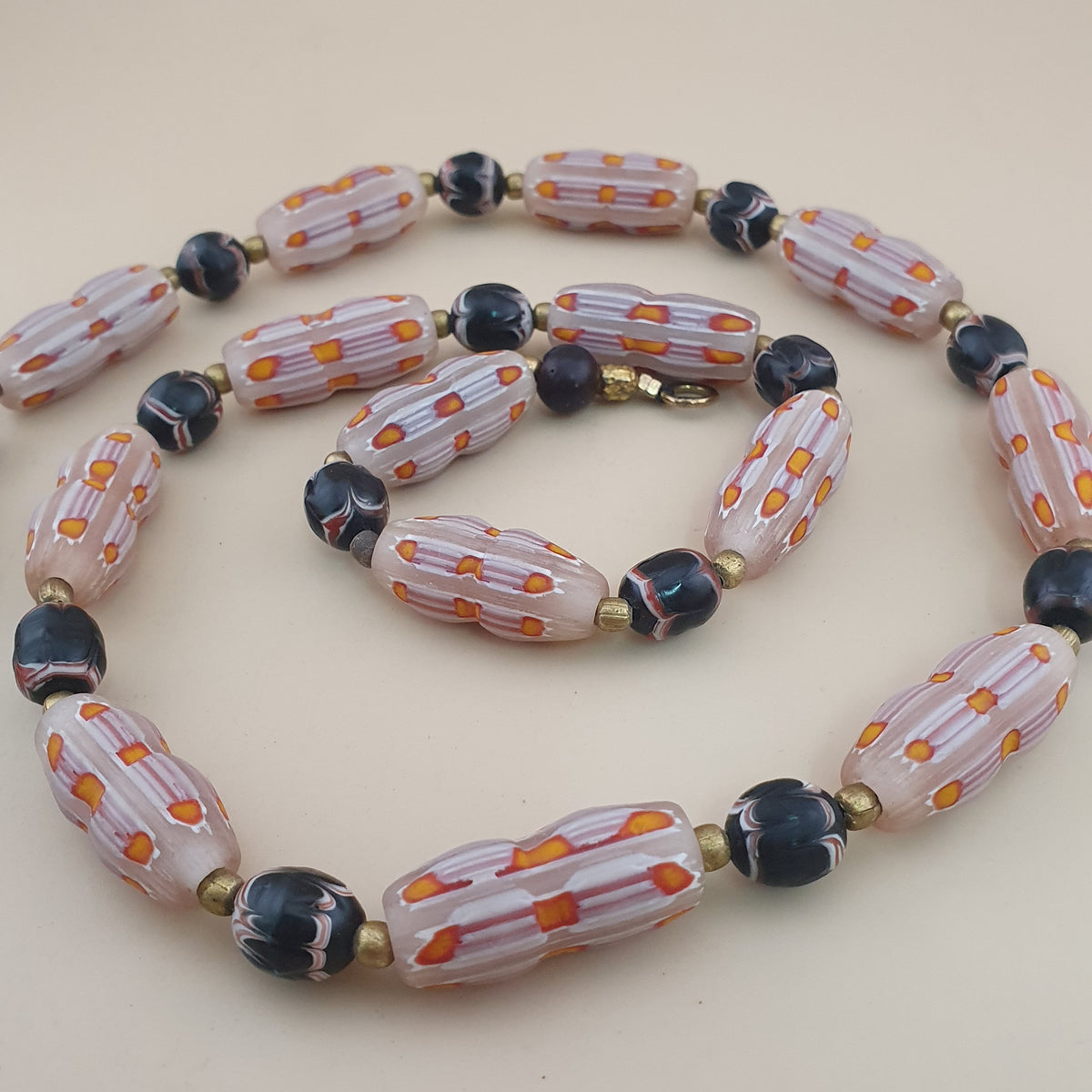 Vintage Venetian Style Floral & Trade Glass Beads Necklace