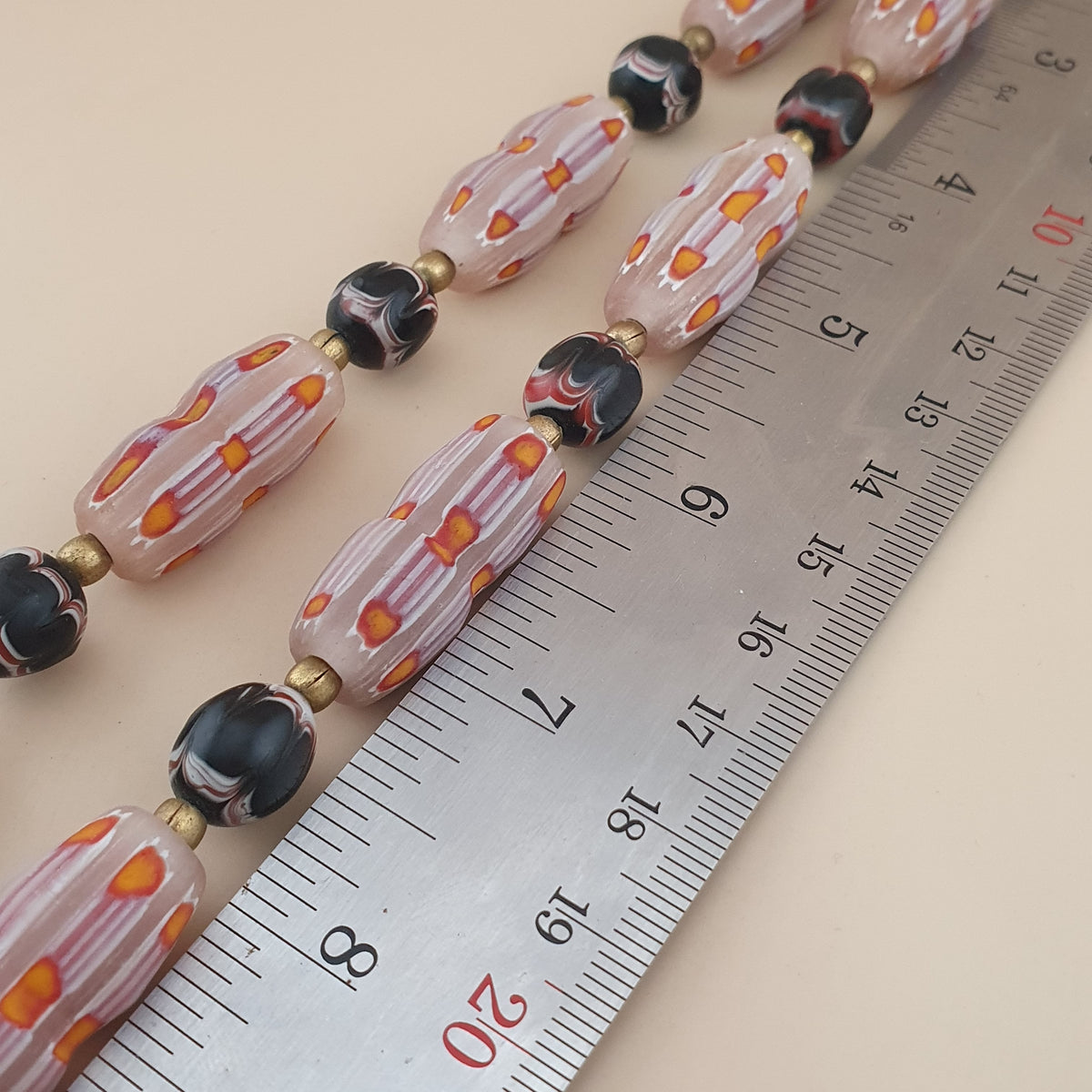 Vintage Venetian Style Floral & Trade Glass Beads Necklace