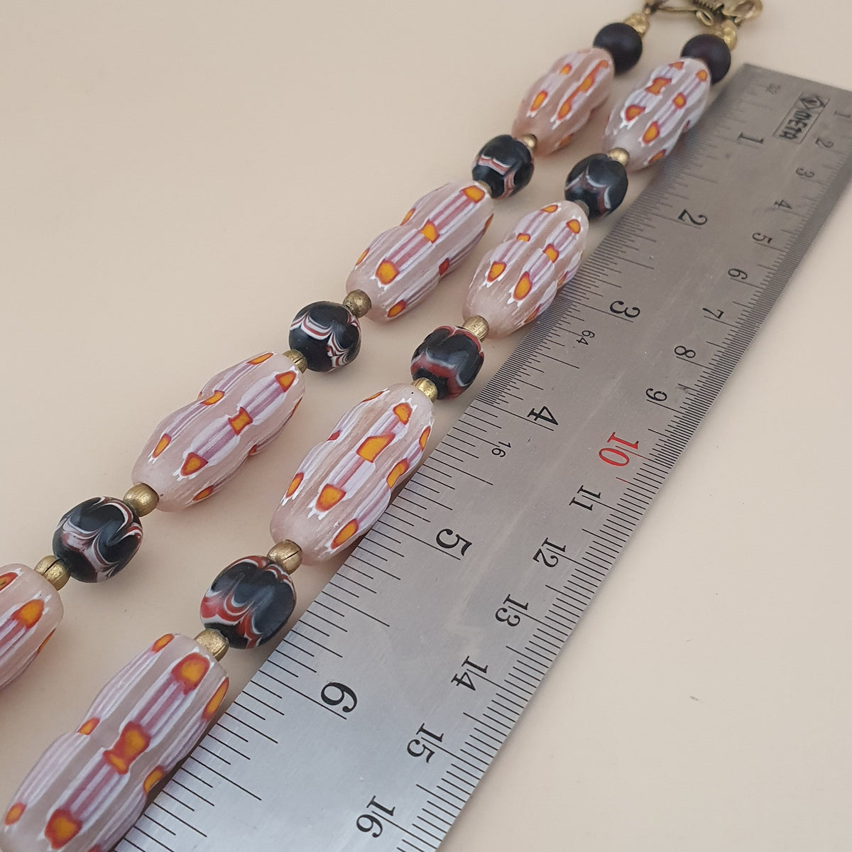 Vintage Venetian Style Floral & Trade Glass Beads Necklace
