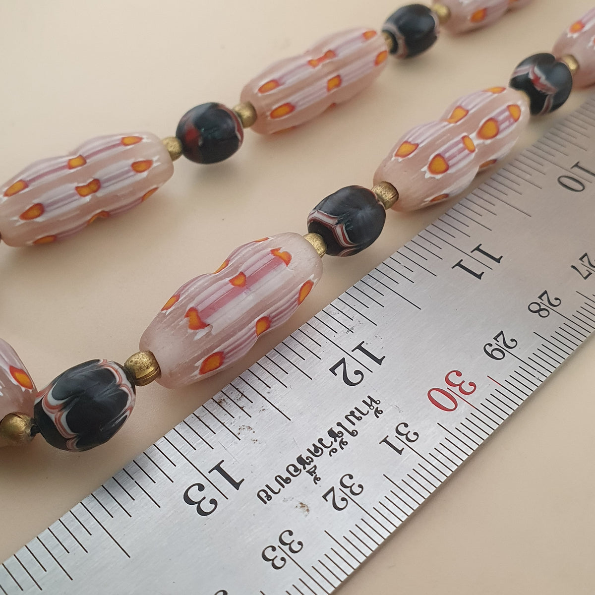 Vintage Venetian Style Floral & Trade Glass Beads Necklace