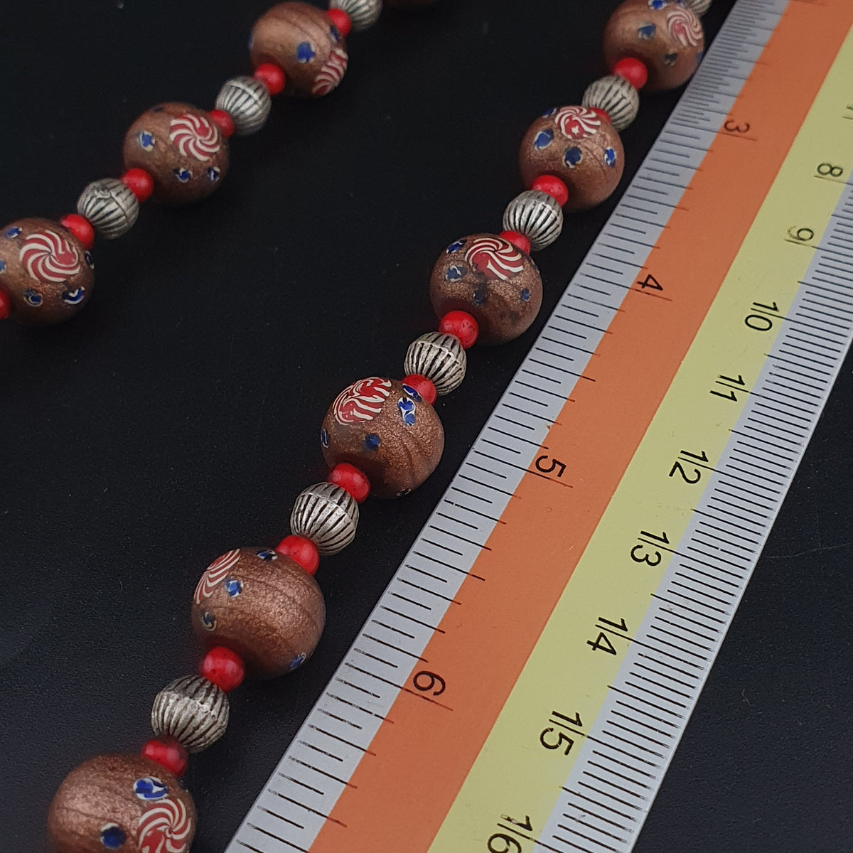 Vintage Venetian Style Floral & Mosiac Mellifori Glass Pendant Necklace