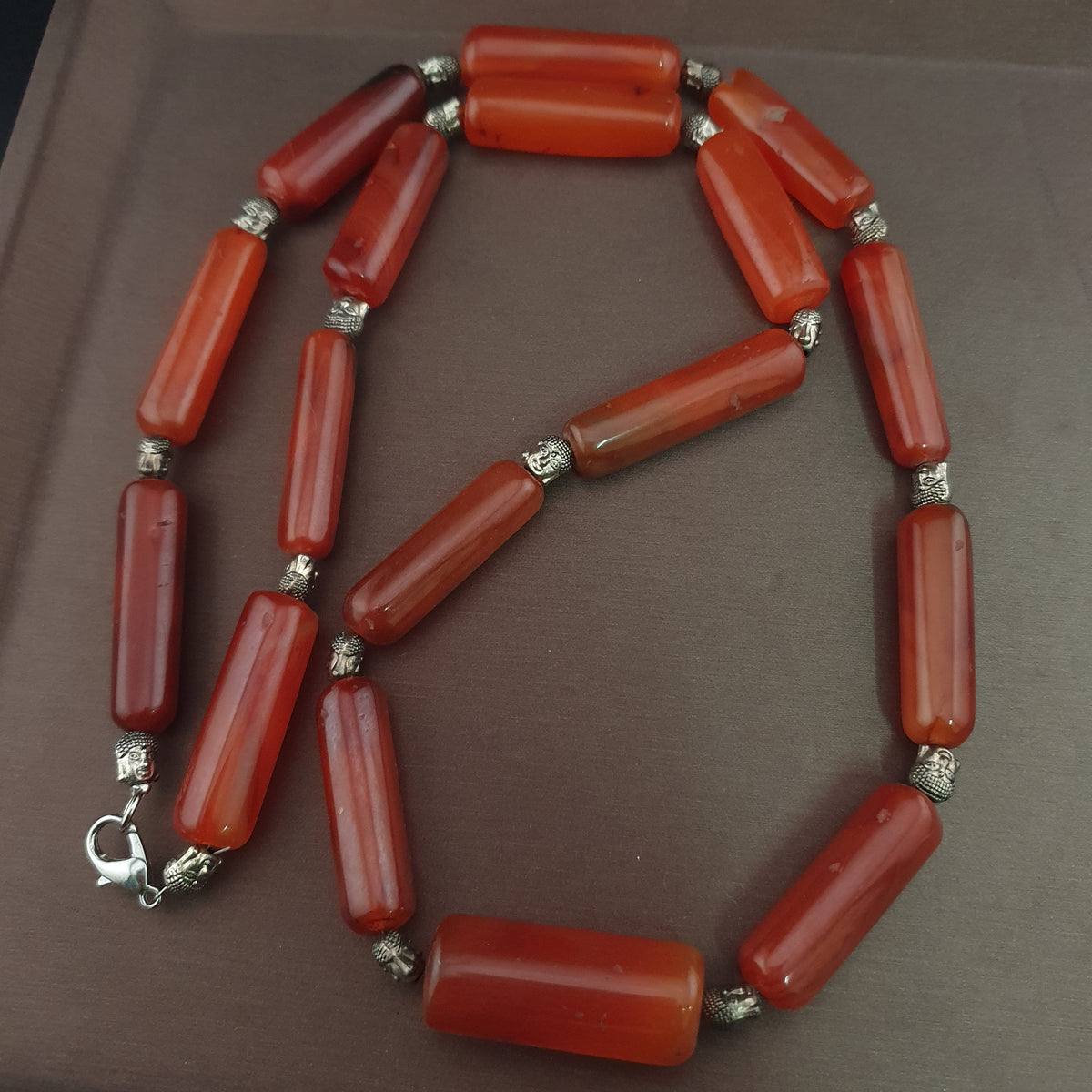 Vintage Afrikanische Karneol-Achat Röhrenförmige Perlen Halskette