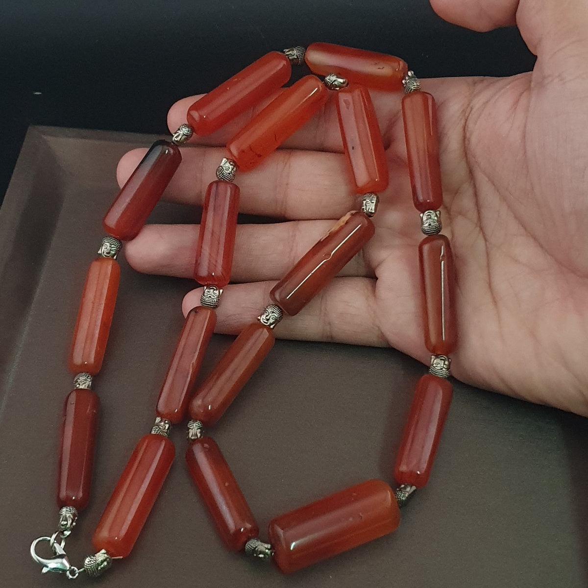 Vintage Afrikanische Karneol-Achat Röhrenförmige Perlen Halskette