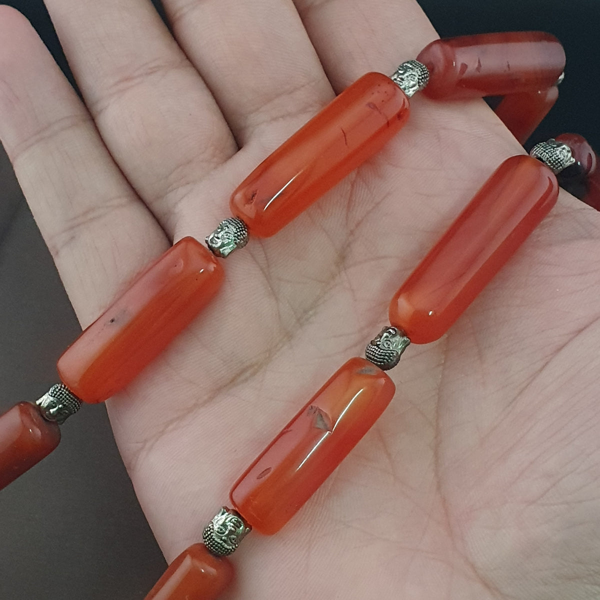 Vintage Afrikanische Karneol-Achat Röhrenförmige Perlen Halskette