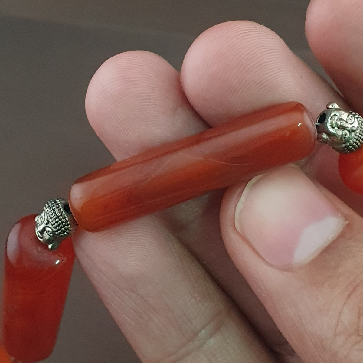 Vintage Afrikanische Karneol-Achat Röhrenförmige Perlen Halskette