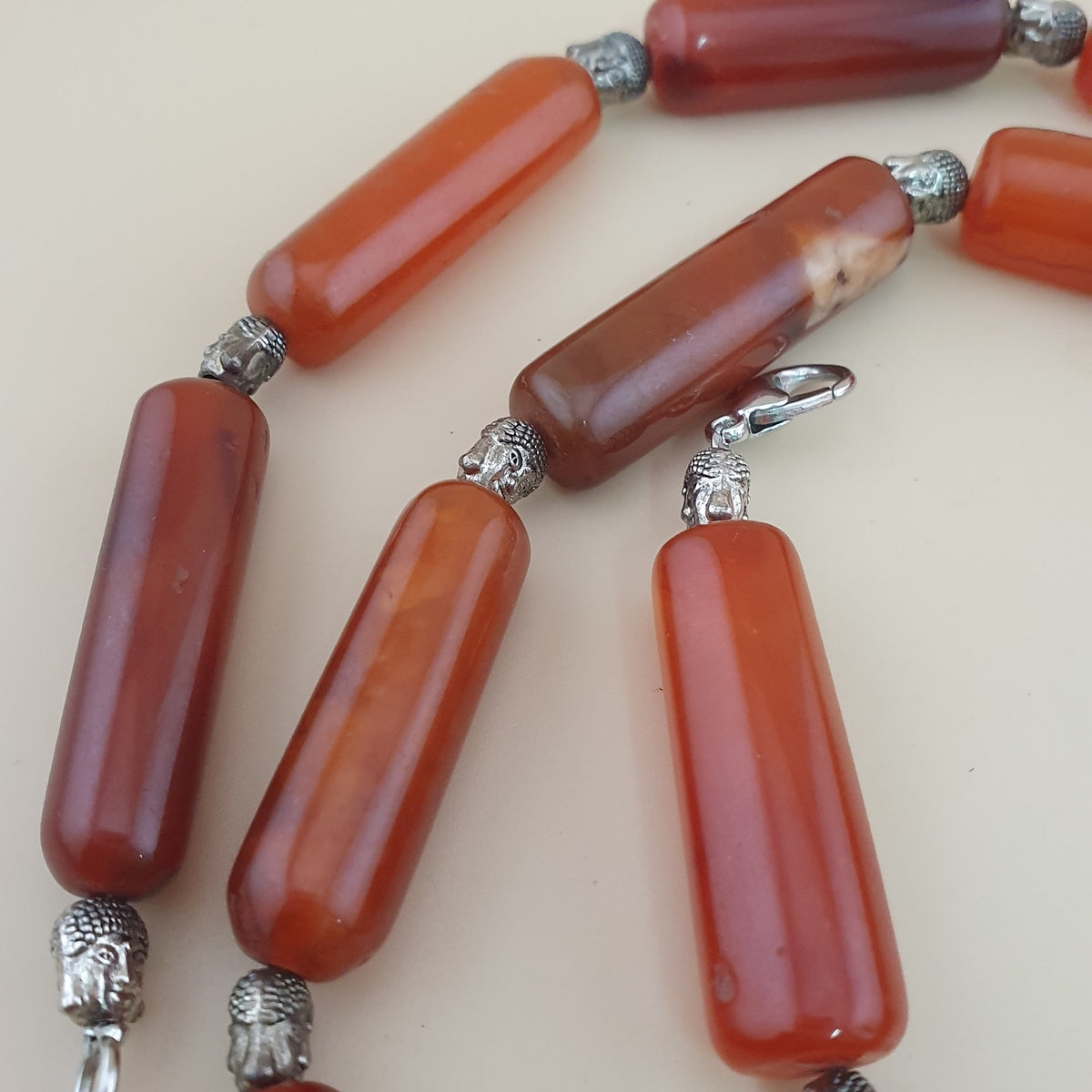 Vintage Afrikanische Karneol-Achat Röhrenförmige Perlen Halskette
