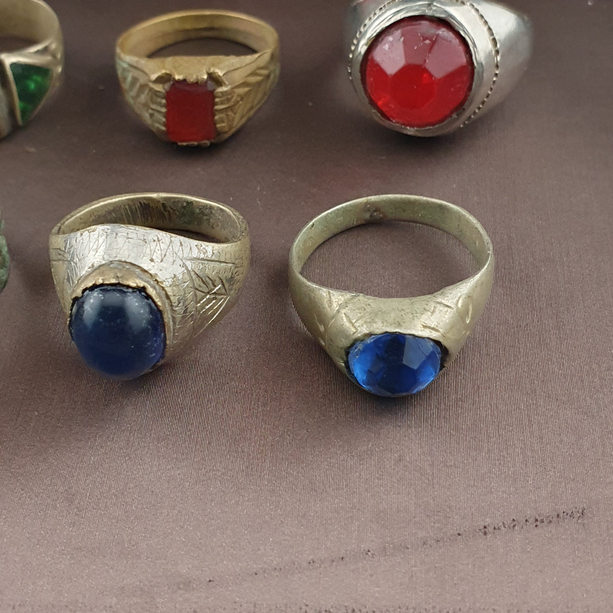 15 Antique Brass Rings Mixed Vintage Collectible Jewelry Lot