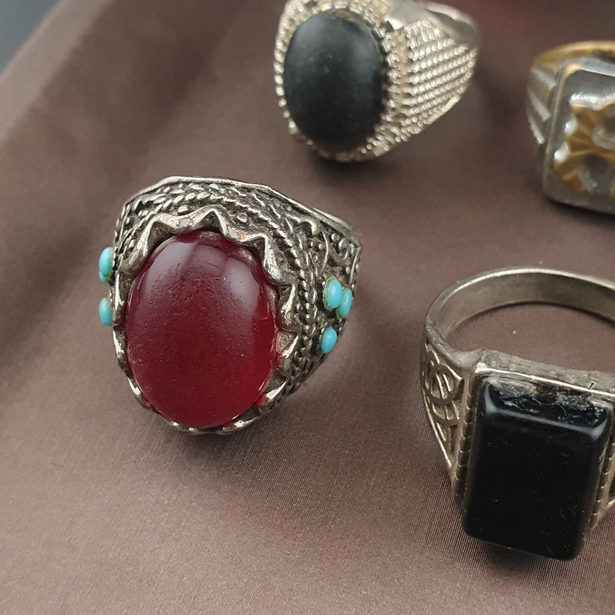 15 Antique Brass Rings Mixed Vintage Collectible Jewelry Lot
