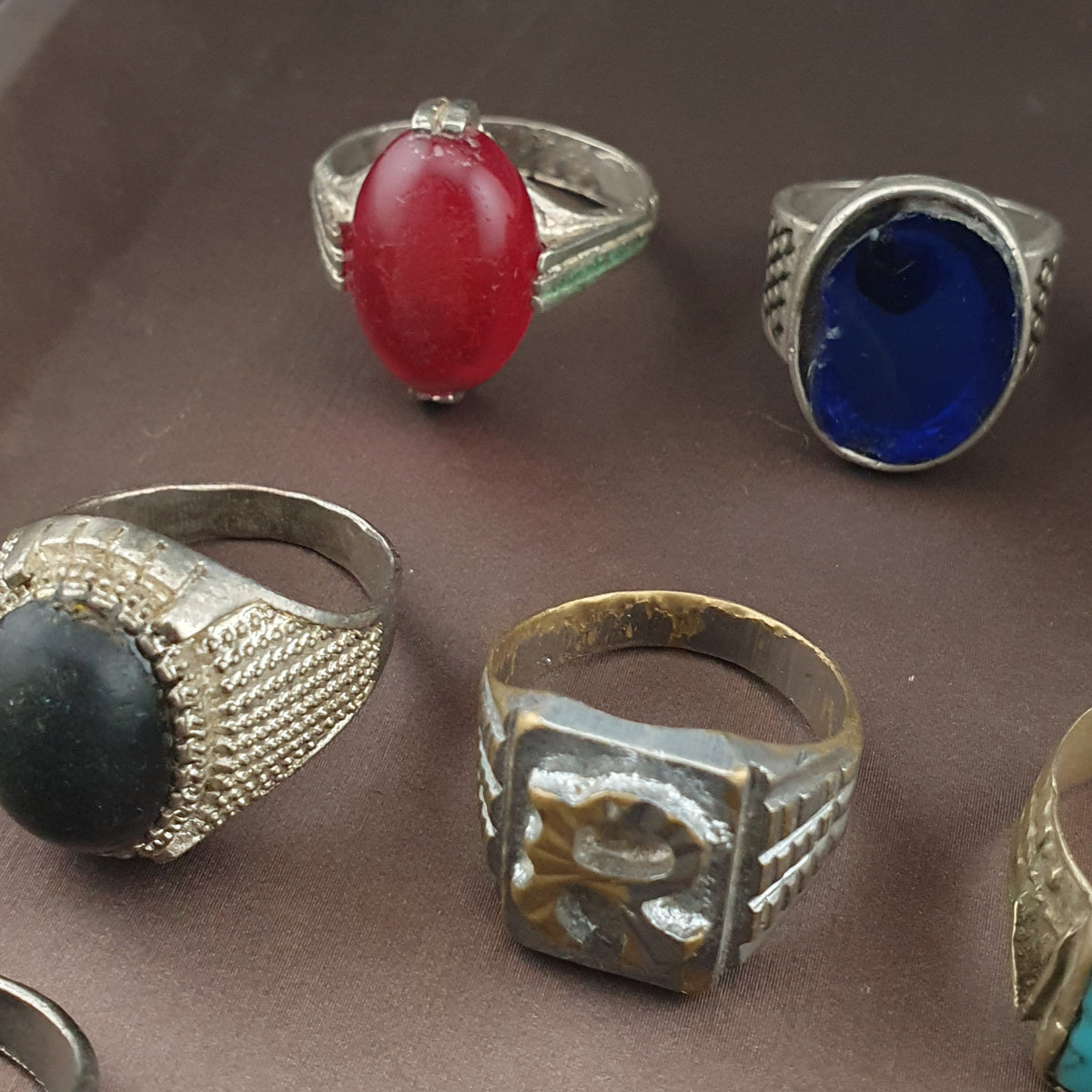 15 Antique Brass Rings Mixed Vintage Collectible Jewelry Lot