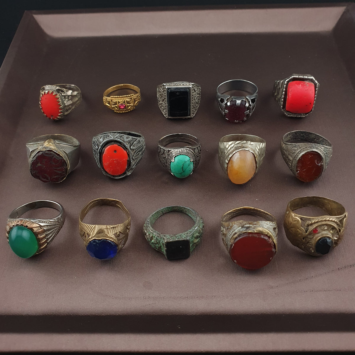 Antique Brass Ring Collection 15 Mixed Vintage Handmade Rings